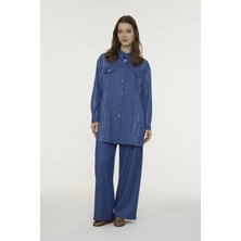 Zühre T-1663 Lumira Tunik 42-48 Mavi Tunik