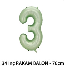 Lotus Party Yeşil Renk 3 Rakam Folyo Balon - Su Yeşili Rakam Balon 3 Yaş - 76 cm