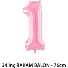 Lotus Party Pembe Renk 1 Rakam Folyo Balon - Pembe Rakam Balon 1 Yaş - 76 cm