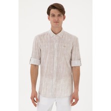 U.s. Polo Assn. Erkek Taş Uzun Kollu Regular Keten Karışımlı Gömlek 2108436