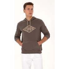 U.S. Polo Assn. Erkek Regular Fit Kapüşonlu Vizon Sweatshirt 2232255