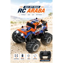 Yıldırım Oyuncak Uzaktan Kumandalı 4x4 Off Road Rc Araba – 1:18 Ölçek Şarjlı, Işıklı, 360° Rotation Akrobatik Monster Truck