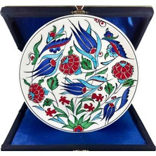 Çini Evi Iznik Çini Tabak  Hediyelik Nar ve Lale Motifli 18 cm