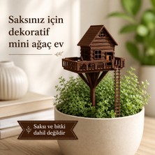Pl Dizayn Ağaç Ev Figürü Dekoratif Biblo Teraryum ve Saksı Süsü Minyatür Obje Saksı Gönderilmez