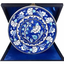 Çini Evi Iznik Çini Tabak  Mavi Karanfil Desenli 18 cm