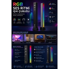 Tastech Sese Duyarlı Rgb LED Işık Ritim Işığı 32 Bit Göstergeli Araba/pc/tv/oda/masaüstü Için Renkli LED Işık Şarjlı Ekolayzır Işık Çubuğu