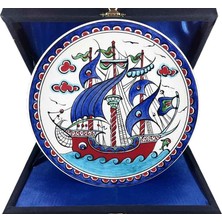 Çini Evi Iznik Çini Tabak  Osmanlı Denizci Kalyon Motifli 18 cm