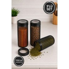 Stile Cucina 3'lü Linea Yuvarlak Saklama Kabı 1,7 Litre Antrasit
