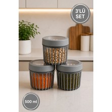 Stile Cucina 3'lü Linea Yuvarlak Saklama Kabı 0,50 Litre Gri