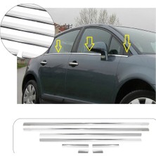 Servet Dizayn Oto Citroen C4 Uyumlu 2005-2010 Krom Cam Çıtası 8 Parça Paslanmaz Çelik