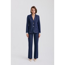 Dikiş Detaylı Pamuk Garnili Denim Takım. EL-2811-B