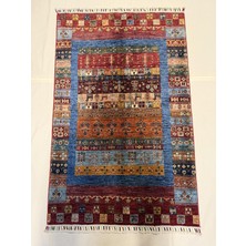 El Dokuma Afgan Halı Gebbeh Desenli Bordo Renk Kök Boya 100 x 157 cm