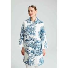 Gusto Desenli Koton Kaftan - Mavi