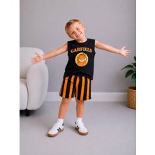 Yiğit Butik Erkek Çocuk Baskılı Kolsuz Tişört ve Çizgili Şortlu Yazlık 2’li Takım