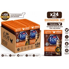 Flexi For Tavuklu Yaş Kedi Maması 24'lü Set 85 gr X24 (2040 Gr) Jöle Içinde Parça Et Yetişkin Kedi Maması