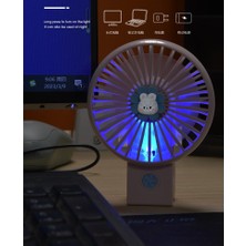 Taşınabilir Mini USB Fan LED Işıklı Masa Üstü 3 Kademeli Dahili Işık Şarj Edilebilir Mini Vantilatör Soğutucu Cep Boyu 11CM Mini Fan YS2269 - Mavi (YS2269 - Mavi)
