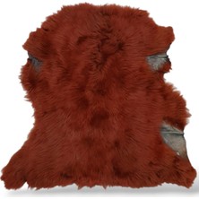 Ottoman Pouffe Hakiki Gerçek Deri Turuncu Koyun Postu 51X65CM