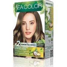 Amonyaksız, Vegan, Doğal, Besleyici Kalıcı Saç BOYASI%100 Beyaz Kapama (1 Paket 2 x 50 ml Boya & Oksidan) (Açık Kumral 8.0)