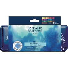 Lefranc&Bourgeois : Fine : Yarım Tablet Sulu Boya Seti : 40 Renk (Metal Kutu)