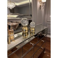 Volix Dizayn Kristal Küre Dekoratif Obje 2’li Set Eskitme Modern Ev Salon Ofis Aksesuarı Masa Süsü
