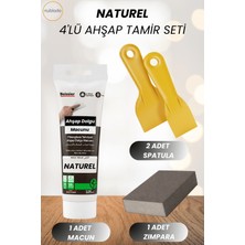 Nublado 4'lü Naturel Ahşap ve Duvar Tamir Seti 125 ml Dolgu Macunu 2 Adet Plastik Spatula 1 Kübik Zımpara