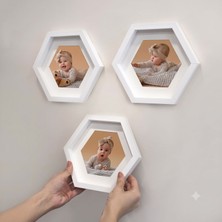 Nobyy Star Yapışkanlı Sök Tak Paspartulu Altıgen Çerçeve - 3'lü Büyük Boy