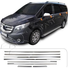 Servet Dizayn Oto Mercedes W447 L1 Uyumlu Krom Cam Çıtası 8 Parça Paslanmaz Çelik