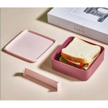 Smart Bölmeli 2 Katlı Çatal Kaşıklı Pembe Beslenme Kabı Kare - Mürdüm
