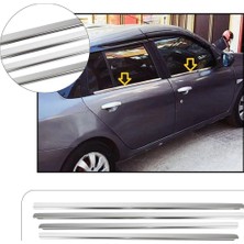 Servet Dizayn Oto Renault Symbol Uyumlu 2009-2013 Krom Cam Çıtası 4 Parça Paslanmaz Çelik