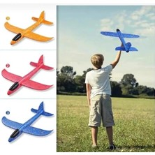 Store 3'lü Epp Köpük Uçak Seti - 48 cm Büyük Boy Açık Hava Oyuncak Planör Kırmızı Mavi Turuncu