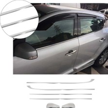 Servet Dizayn Oto Renault Megane 3 Hb Uyumlu 2010-2016 Krom Cam Çıtası 6 Parça Paslanmaz Çelik