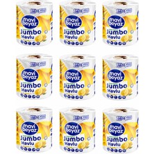 Mavi Beyaz Jumbo Dev Havlu Limon Kokulu - 1 Rulo (6 Standart Ruloya Eşdeğer) - Ekstra Emici Kağıt Havlu - 9 Adet