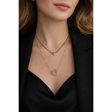 Panda Figürlüçift Zincir Gold Rengi Kolye