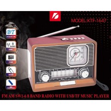 Tastech Şarjlı Nostaljik Radyo Fm Sd Kart USB Girişli Bluetooth Lu Ahşap Görünümlü Fenerli Radio