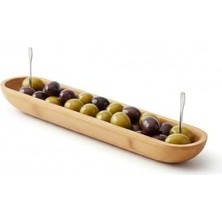 35CM Bambu Zeytinlik – Doğal Ahşap Oval Uzun Servis Tabağı | Meze Sunumu, Çerezlik, Atıştırmalık Tabağı | Çevre Dostu Mutfak ve Sofra Aksesuarı