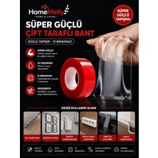 Btm Home Çift Taraflı Şeffaf Silikon Bant – 2 m × 1,8 mm Montaj Bandı, Dayanıklı ve Pratik