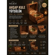 Mersi Shop Ahşap Kule Tütsülük 16x9 cm | Çekmeceli Kapaklı Dekoratif Tütsü Kutusu ve Kül Haznesi