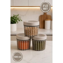 Stile Cucina 3'lü Linea Yuvarlak Saklama Kabı 0,50 Litre Bej