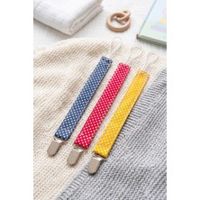 3'lü Set Çok Renkli Puantiye Desenli Bebek Emzik Askısı Yenidoğan Diş Kaşıyıcı Tutucu Klips 26X2 cm