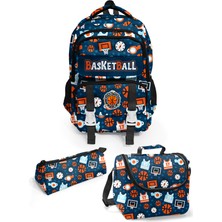 Astral Polo Club Basketbol Desenli Beş Bölmeli 3'lü Okul Çanta Seti 04597