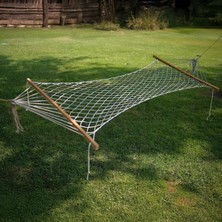 AyrStore Pikas Tek Kişilik Örgülü Polyester Hamak / 95×165 Cm, 150 kg Kapasiteli, Bahçe/balkon/kamp I�