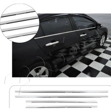 Servet Dizayn Oto Honda Civic Uyumlu 2012-2016 Krom Cam Çıtası 4 Parça Paslanmaz Çelik