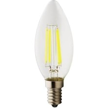 Rustik LED Filament Ampul 4 Watt E14 Duy Sarı Işık Dekoratif Vintage Aydınlatma (1, Şeffaf Cam C35)