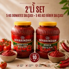 Diyarından 2'li Avantajlı Paket (5 kg Domates Salçası + 5 kg Acı Biber Salçası) 10 kg