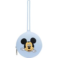 My Balli Store Mickey Mouse Baskılı Silikon Emzik Kutusu - Emzik Saklama Kabı - Hijyenik ve Askılı Tasarım(Mavi)