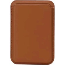 Magsafe Kartlık Manyetik Deri Telefon Kartlığı iPhone 11 12 13 14 15 16 17 Plus Pro Max Uyumlu Kahverengi