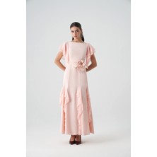 Şifon Garnili Krep Abiye Elbise EL-4394
