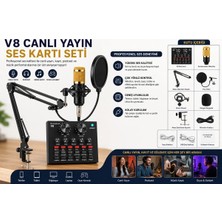 Tastech BM-800 + V8 Ses Kartı Kiti Podcast Ekipman Paket Ses Ağı Profesyonel Studyo Mikrofonu Karaoke Diyafram Kondenser Mikrofon Karaoke Kiti