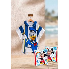 Erkek Çocuk Plaj Havlusu Panço + Yüzme Kolluk Plaj Havuz Set 3-6 Yaş