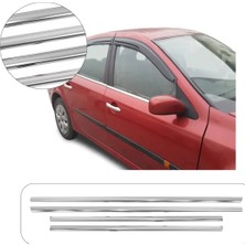 Servet Dizayn Oto Renault Laguna Uyumlu 2003-2008 Krom Cam Çıtası 4 Parça Paslanmaz Çelik
